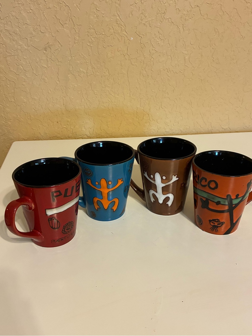 Puerto Rico Souvenir Ceramic Mug 12 Ounce Featuring Taino Inspired Design